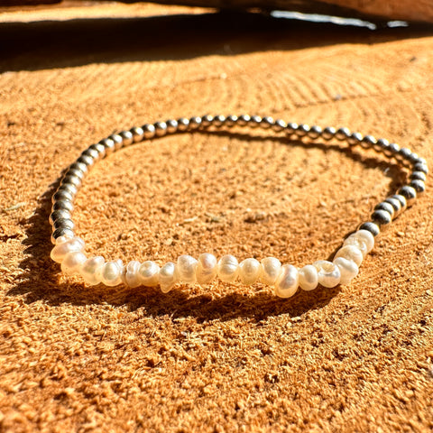 4 SERENA Sterling Silver Elastic Bracelet Freshwater Pearl