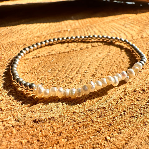 5 SERENA Sterling Silver Elastic Bracelet Freshwater Pearl