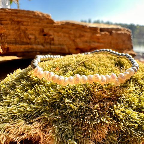 6 SERENA Sterling Silver Elastic Bracelet Freshwater Pearl