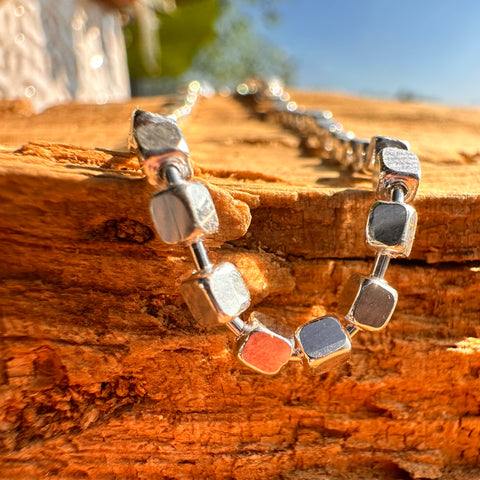 2 Bracelet ZOLA Sterling Silver Diamond Cut Cube Chain