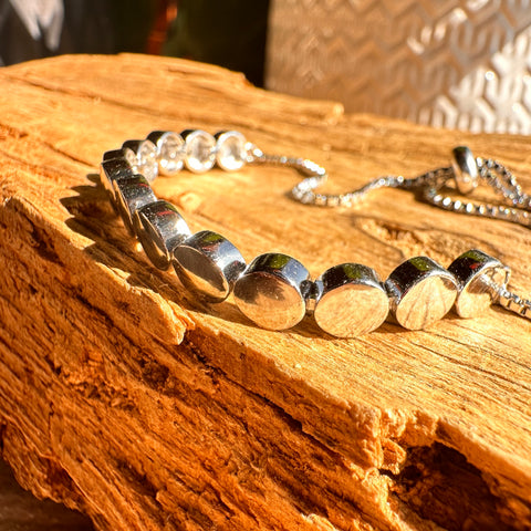 Bracelet Sterling Silver 5mm circle flat round beads