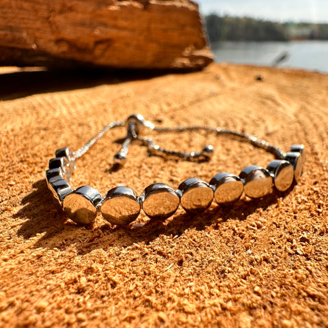 Bracelet 6 Sterling Silver 5mm circle flat round beads