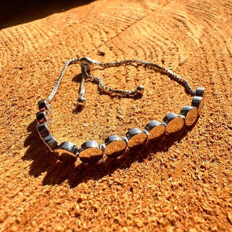 Bracelet 7 Sterling Silver 5mm circle flat round beads