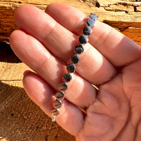 8 Bracelet Sterling Silver 5mm circle flat round beads