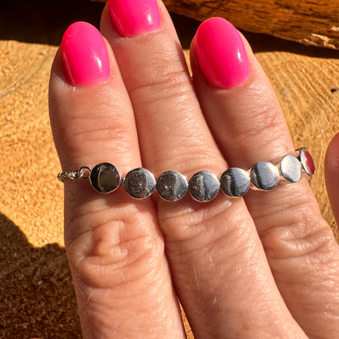 Bracelet 11 Sterling Silver 5mm circle flat round beads
