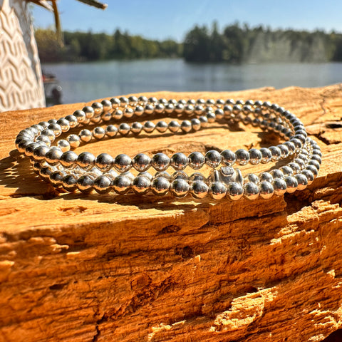 1 Bracelet DAPHNE Sterling Silver Elastic 3mm beads 