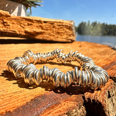 1 Elastic Bracelet Sterling Silver Round Loops