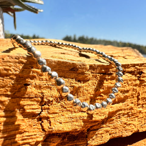 3 Bracelet Sterling Silver 3mm hammered bead