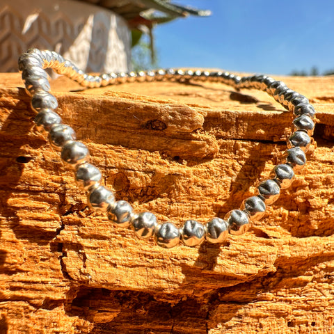 Bracelet Sterling Silver 3mm hammered bead