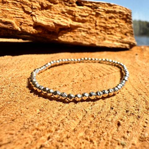 4 Bracelet Sterling Silver 3mm hammered bead