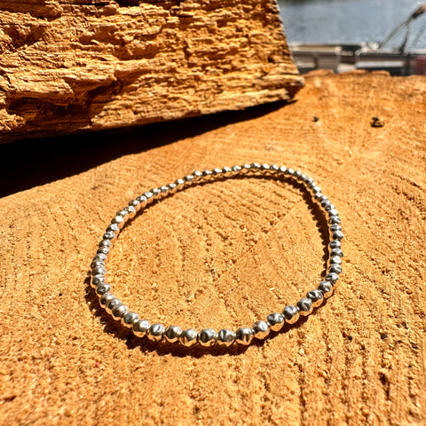 5 Bracelet Sterling Silver 3mm hammered bead