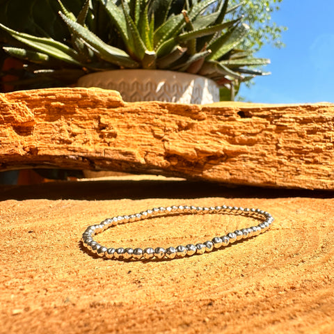 6 Bracelet Sterling Silver 3mm hammered bead