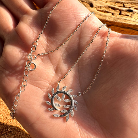 Necklace Sterling Silver Leaf charm 7
