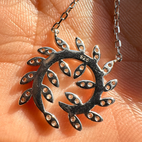 Necklace Sterling Silver Leaf charm 8