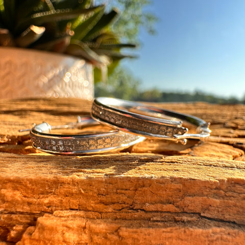 Sterling silver with rhodium plated hoop earring 18x4 mm Medium size