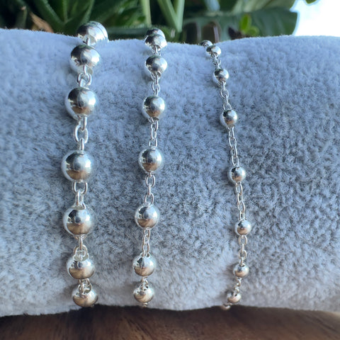 3 Bracelet Sterling Silver bead 3 mm bracelet Rosary