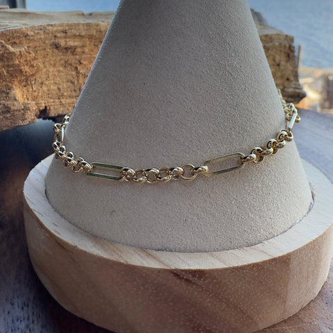 Bracelet 10K Gold Rolo & Paperclip M