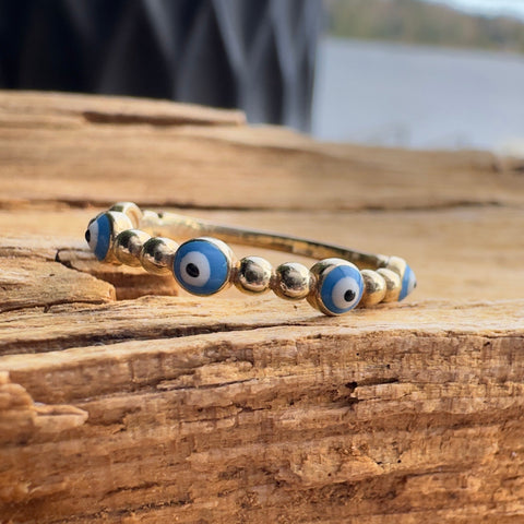 Ring 10K Solid Gold Evil Eye 5