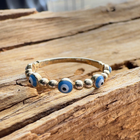 Ring 10K Solid Gold Evil Eye 6