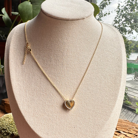 Necklace AVALON Gold Plated double Heart with Cubic Zirconia 4