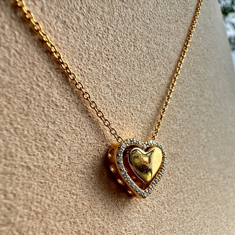 Necklace AVALON Gold Plated double Heart with Cubic Zirconia 3