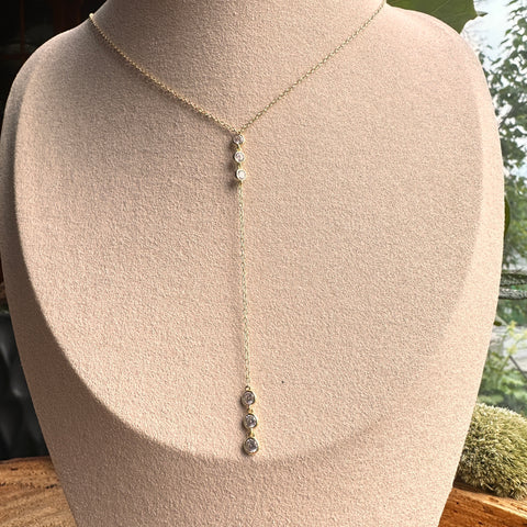5 Necklace Vermeil AURORA Sterling Silver with Gold Plated: Dangling Drop 5