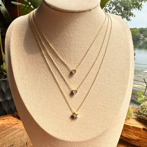 Necklace Vermeil CELESTIAL Delicate Three-Layered Charm Gold Plated on Silver 3