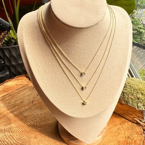 Necklace Vermeil CELESTIAL Delicate Three-Layered Charm Gold Plated on Silver 4