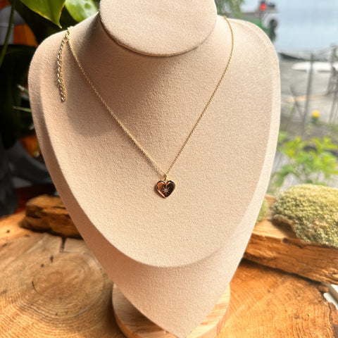SERAPHINA Heart-Shaped Gold Plated Necklace with Single Cubic Zirconia Stone 9
