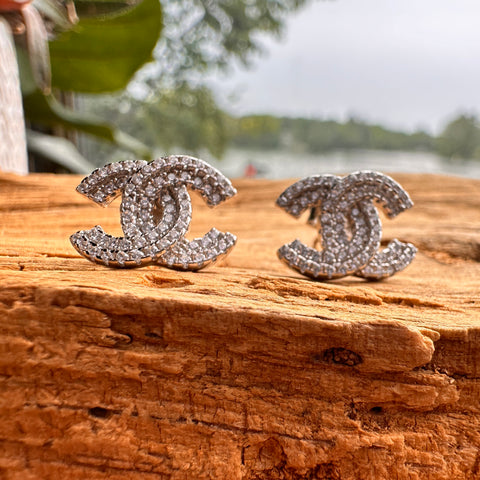 1 Stud Earrings CHANTALE Sterling Silver Double Row