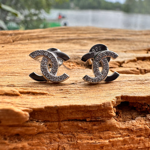 4 Stud Earrings Sterling Silver CHARNELE Cubic Zirconia