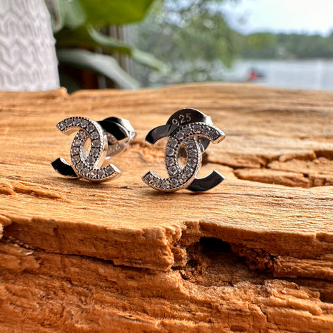 7 Stud Earrings Sterling Silver CHARNELE Cubic Zirconia