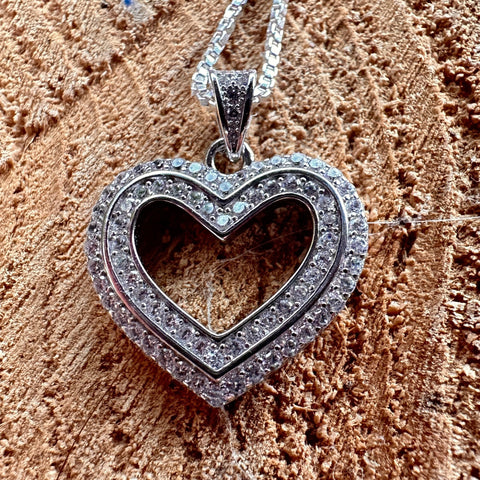 3 Pendant ELYSIA Sterling Silver Rhodium Heart with Cubic Zirconia