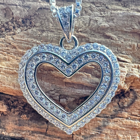 2 Pendant ELYSIA Sterling Silver Rhodium Heart with Cubic Zirconia