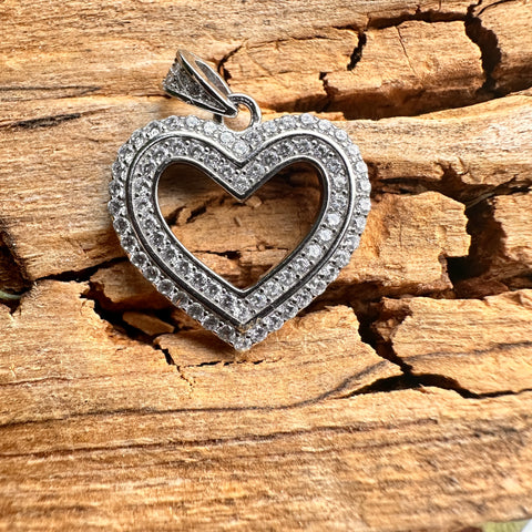 Pendant ELYSIA Sterling Silver Rhodium Heart with Cubic Zirconia