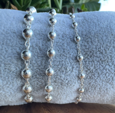 2 Bracelet Sterling Silver bead 3 mm bracelet Rosary