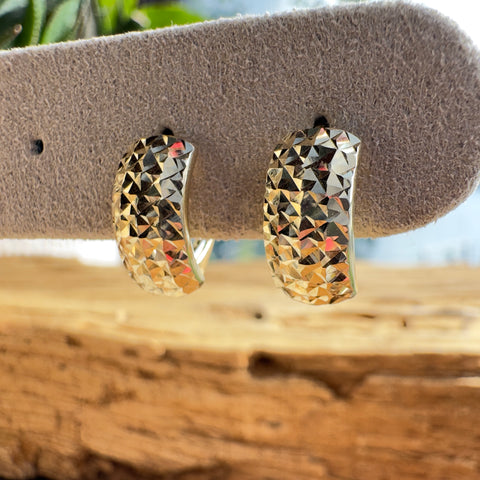Hoop Earrings EVA 10K Gold Diamond Cut, 12mm x 6.6mm