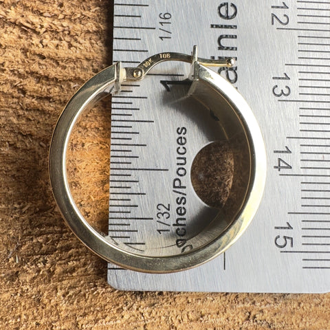 6 Yellow gold 10k flat oval large hoop earrings 23mm  large bold 