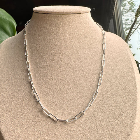 3.2mm Round Paperclip Chain Sterling Silver 7