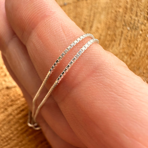 0.7mm Box Chain Sterling Silver, Diamond Cut