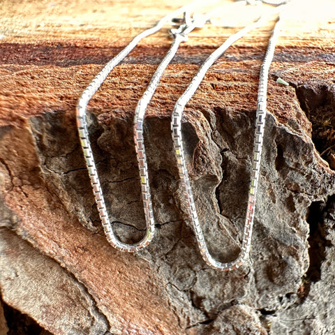 3 0.7mm Box Chain Sterling Silver Diamond Cut