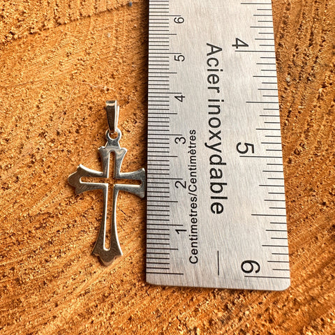 Sterling Silver fancy Fleur De Lis style cross pendant  pendant size 28mm L x 20mm W 4