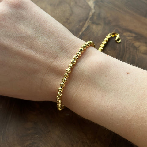 10K Solid Gold  diamond cut beaded bracelet