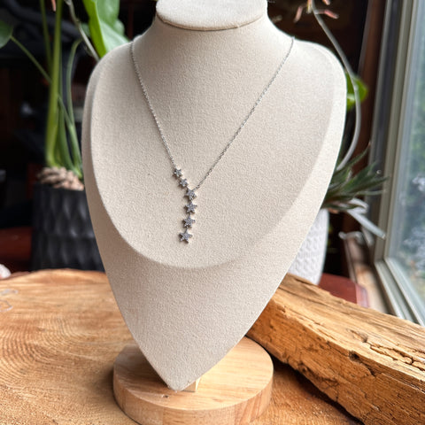 Necklace Ferial Sterling Silver Rhodium Multi Star Charm with zirconia 11
