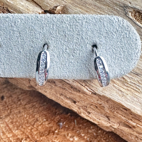 4 Huggies Hoop Earrings LILA Sterling Silver Rhodium Cubic Zirconia