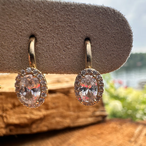 10K Solid Gold Earrings with Cubic Zirconia 2