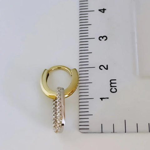 Solid gold 10k hoop over earrings with cubic zirconia 