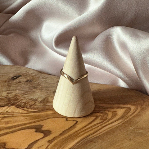 Ring 10K Solid Gold V shape minimalistic stackable