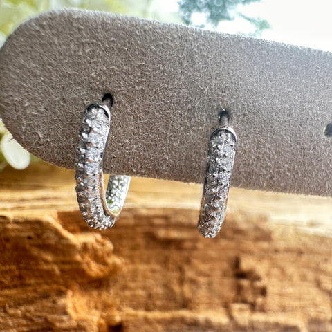 4 Hoop Sterling Silver Huggies Earrings with CZ 2.5x14mm