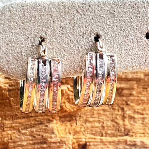 15 Hoop Earrings 10k Gold Tri-colour Rose Yellow White 